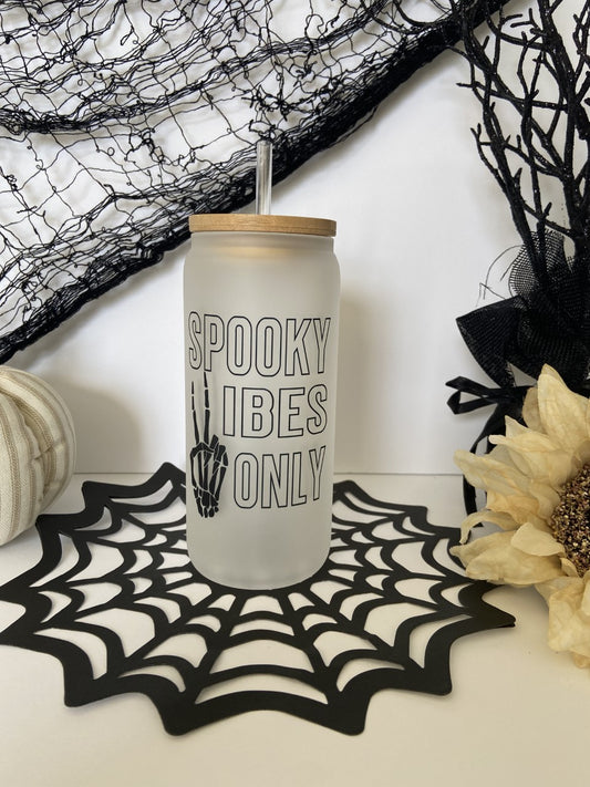 Spooky Vibes Only Beer Can Glass